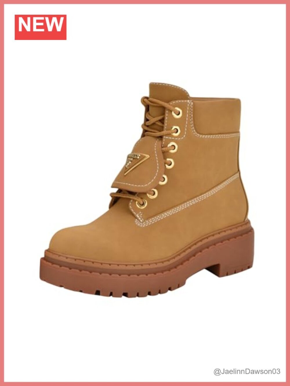 Round Toe Lace-Up Ankle Combat Boots with Chunky Heel - Women's
